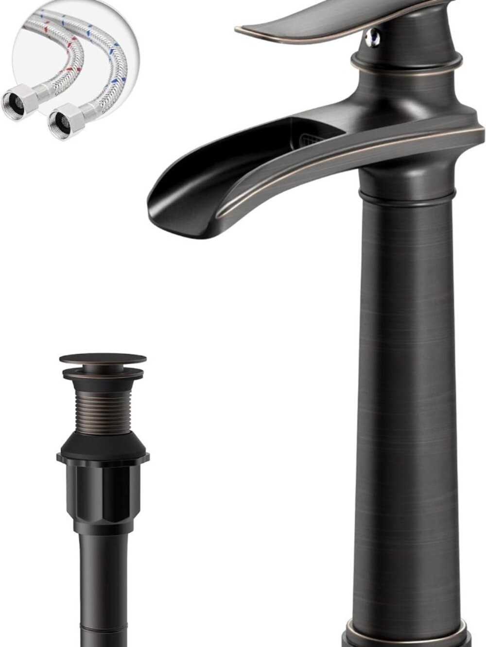 Elegant Oil Rubbed Bronze Vessel Sink Faucet - Brass Waterfall Bathroom Fixture